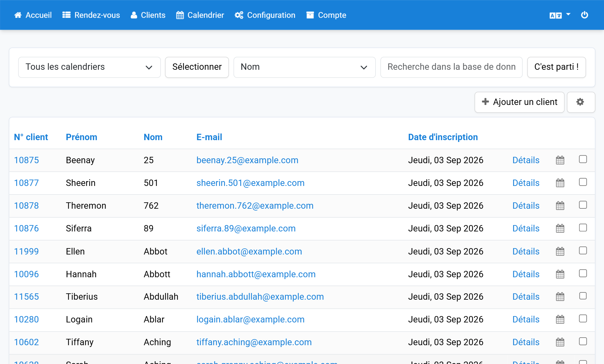Cliquez sur Ajouter un client