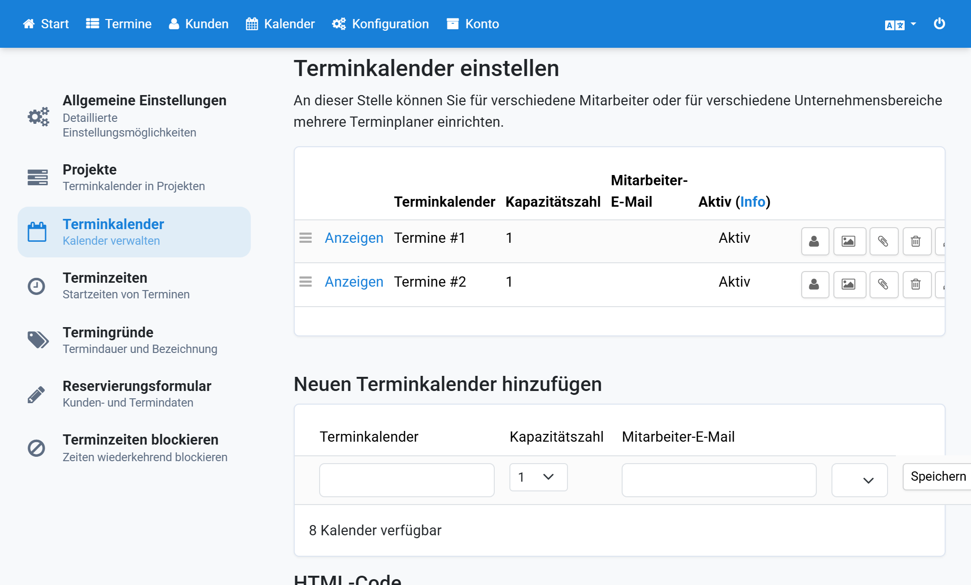 Cliquez sur l'icône utilisateur d'un calendrier