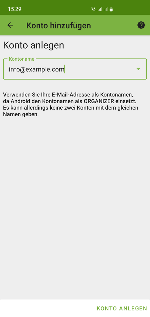 Saisissez une adresse e-mail pour le compte
