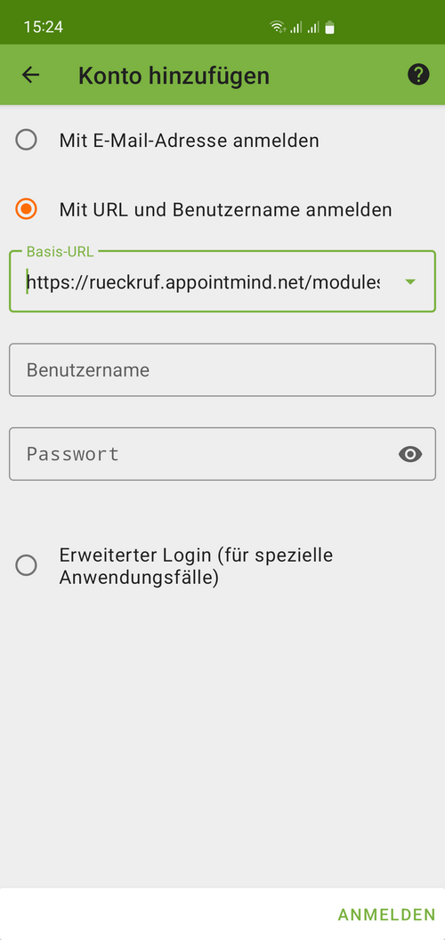 Collez l'URL dans DAVx5