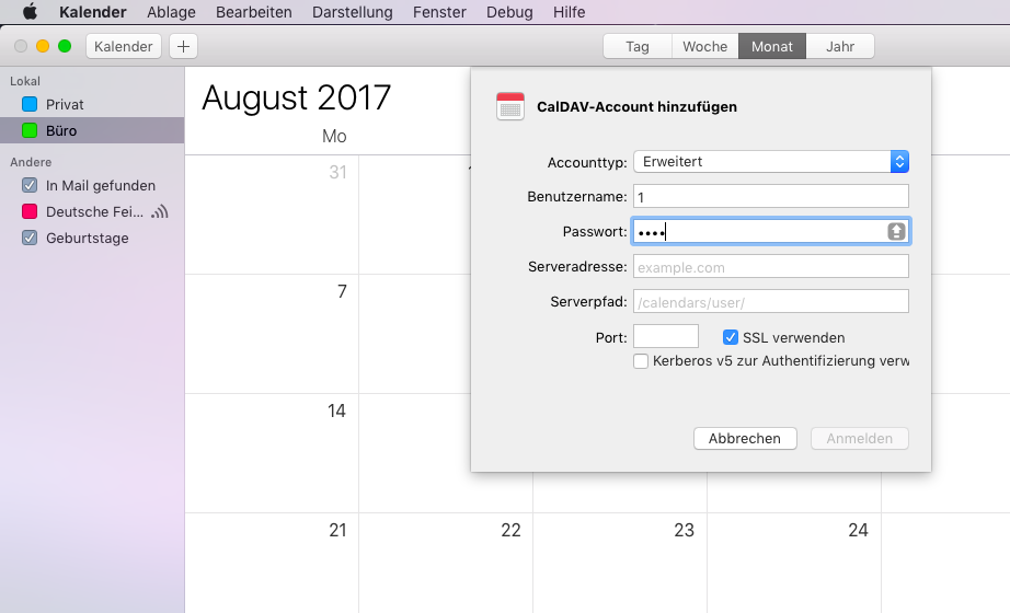 Saisissez le même mot de passe dans le Calendrier Apple