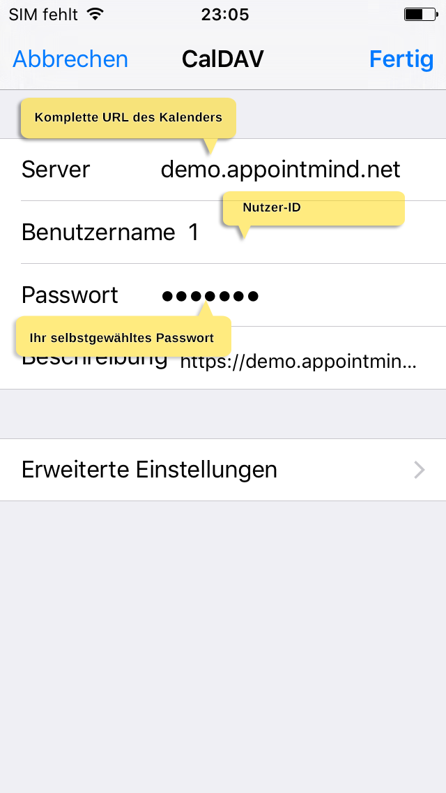 Saisissez les identifiants et sélectionnez Terminé