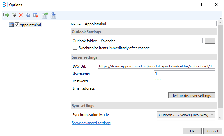 Choisissez un mot de passe et saisissez-le dans Password dans Outlook