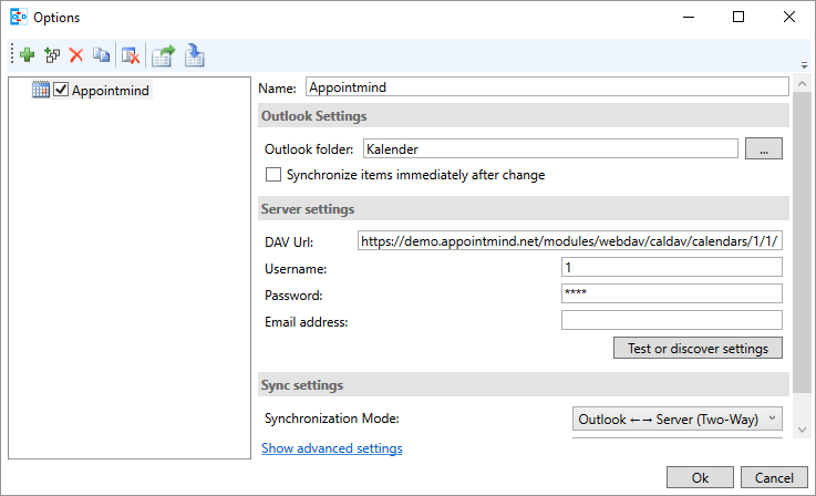 Cliquez sur Show advanced settings
