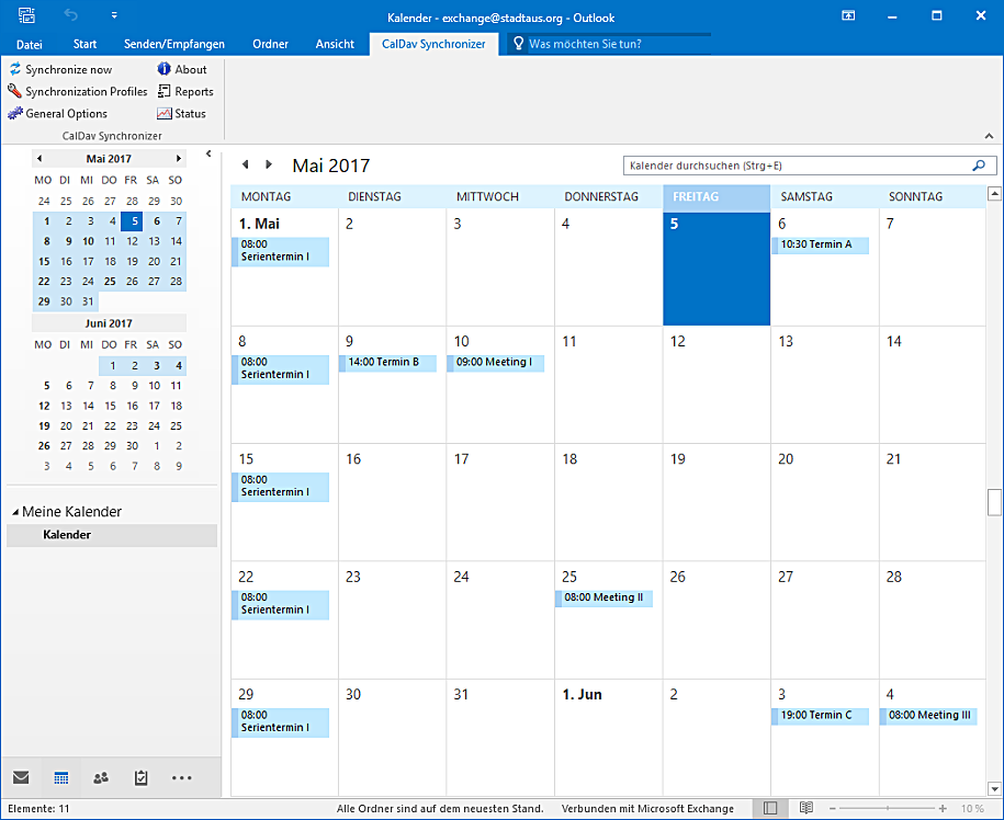 Dans Outlook, vous pouvez lancer la synchronisation manuellement en cliquant sur Synchronize now