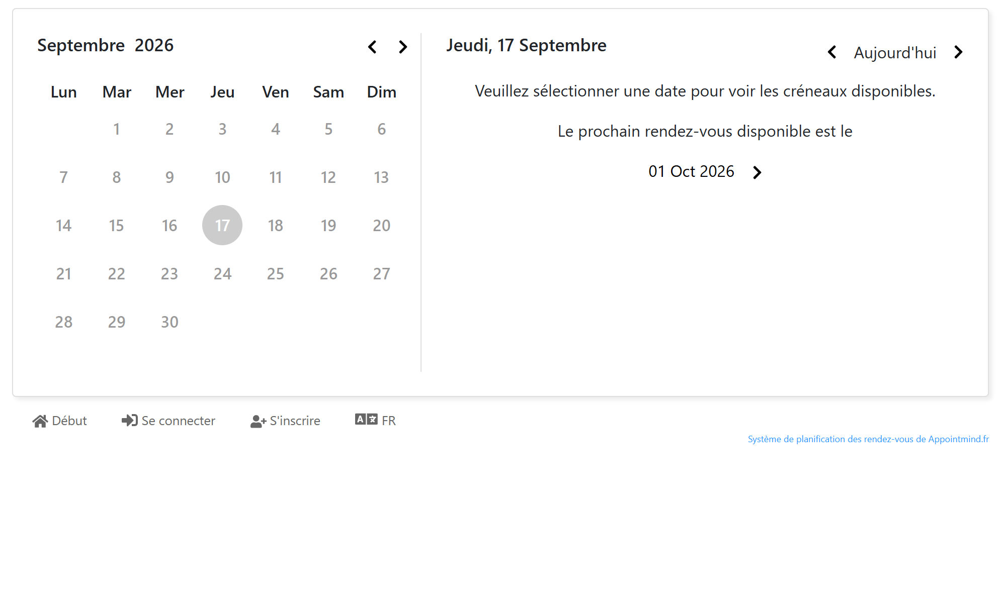 Le premier rendez-vous disponible pour un nouveau client se situe au moins 14 jours plus tard
