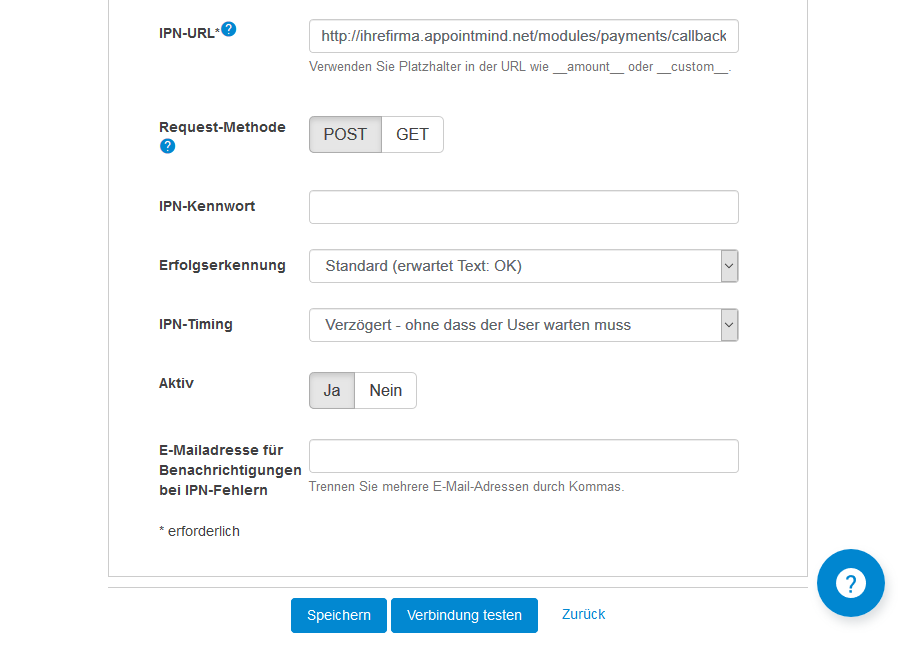 Collez l'URL IPN dans Digistore24