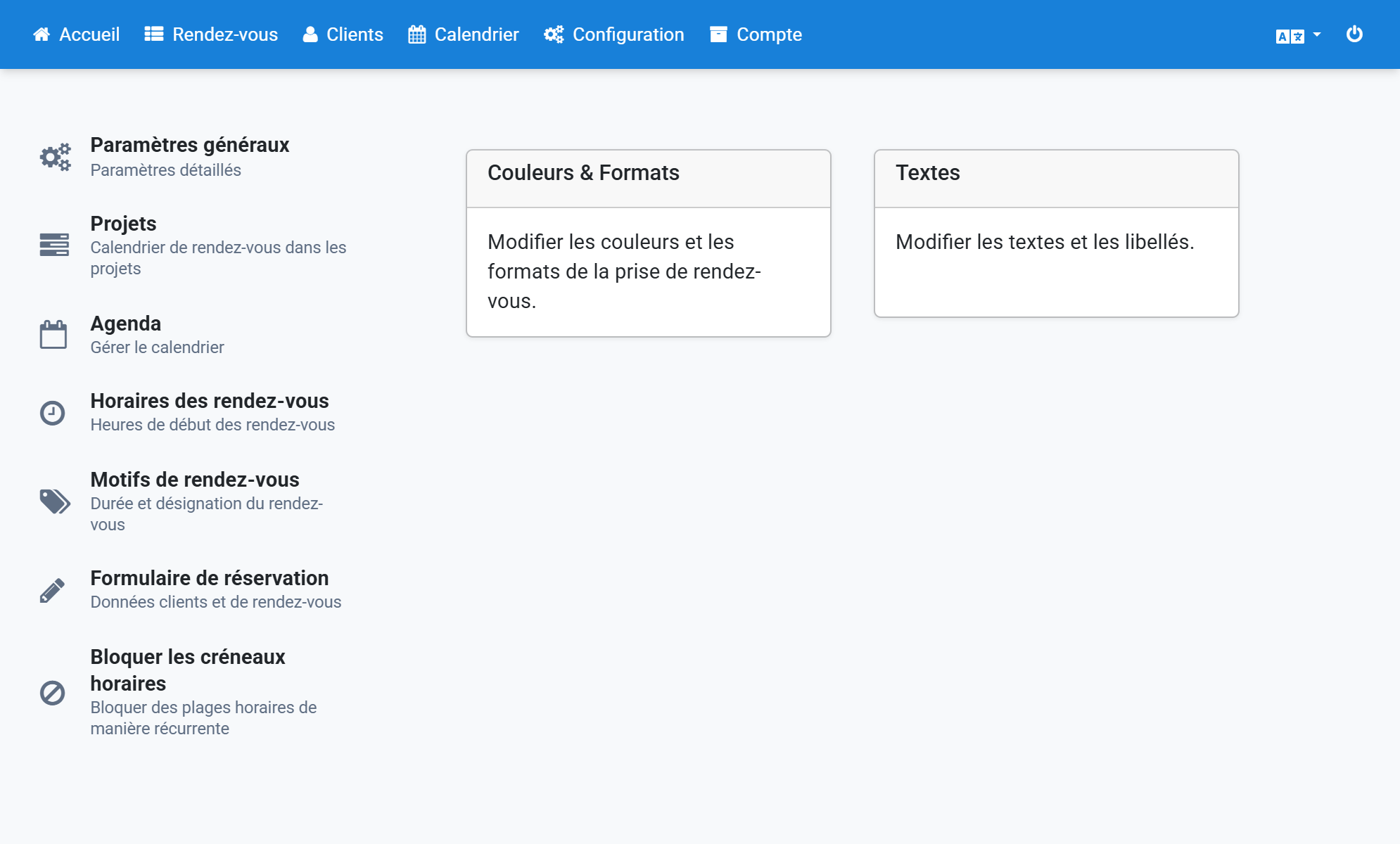 Cliquez sur Agenda dans la sous-navigation