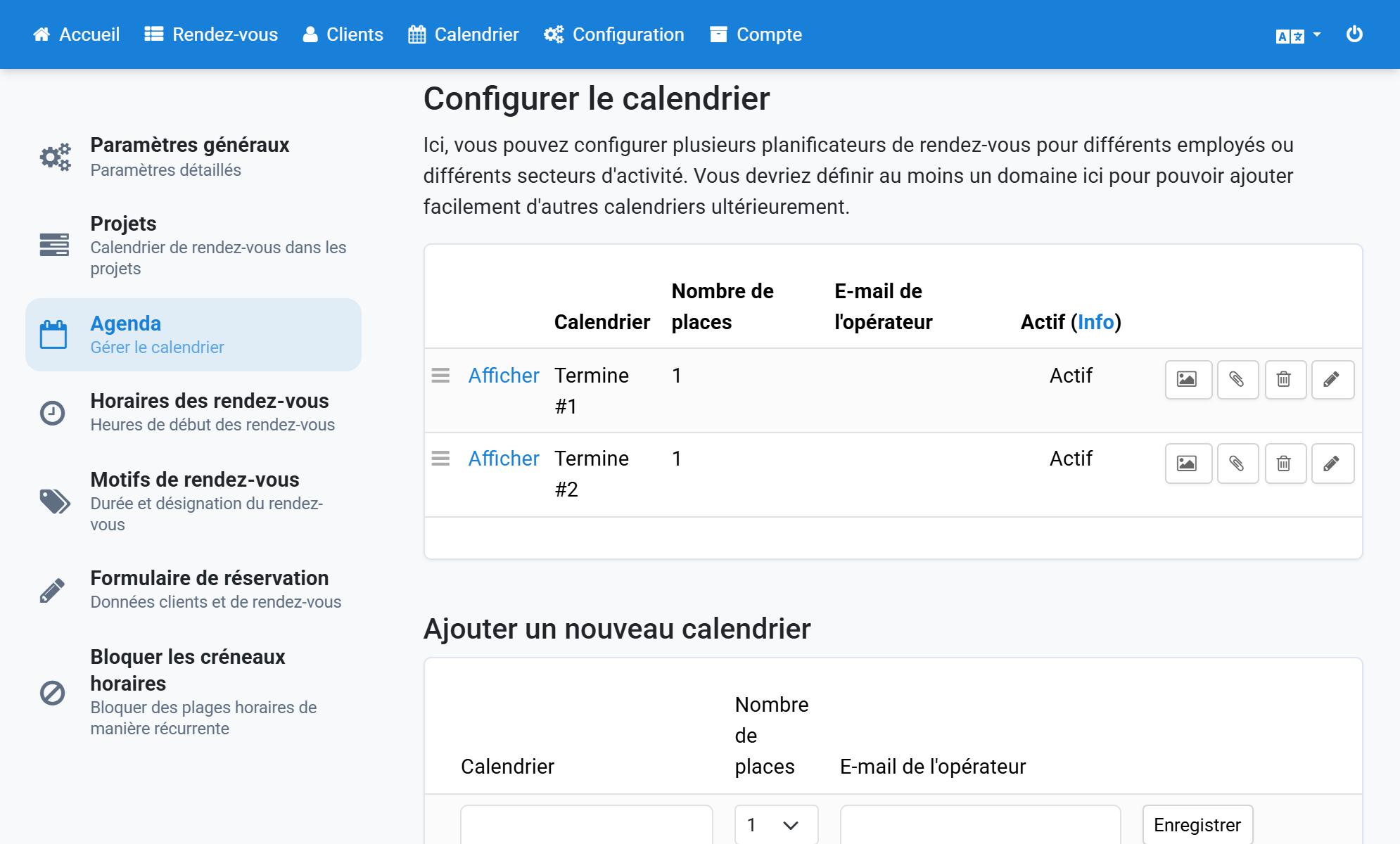 Cliquez sur l'icône trombone du calendrier souhaité