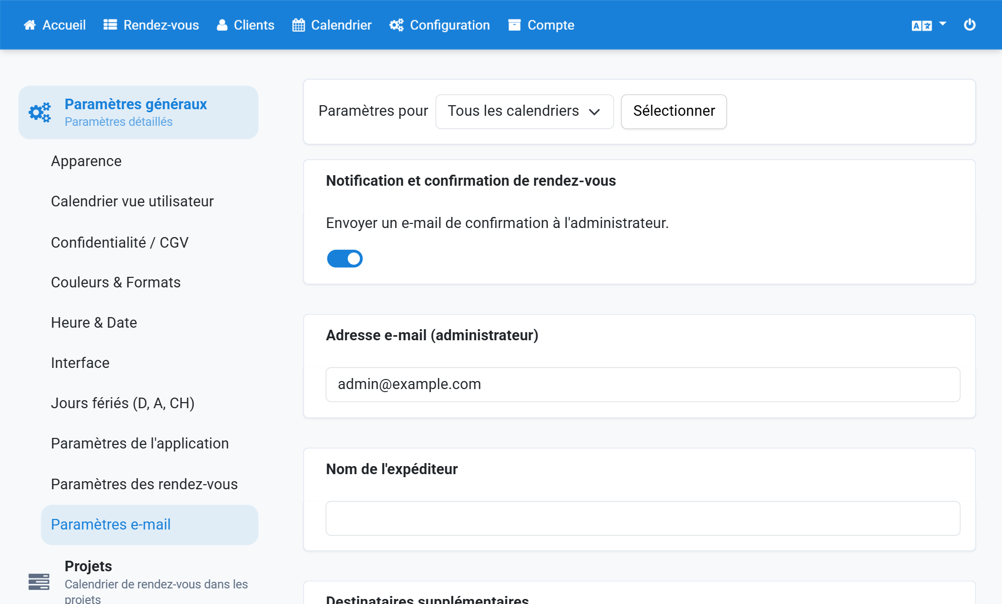 Modifiez l'adresse e-mail de l'exploitant