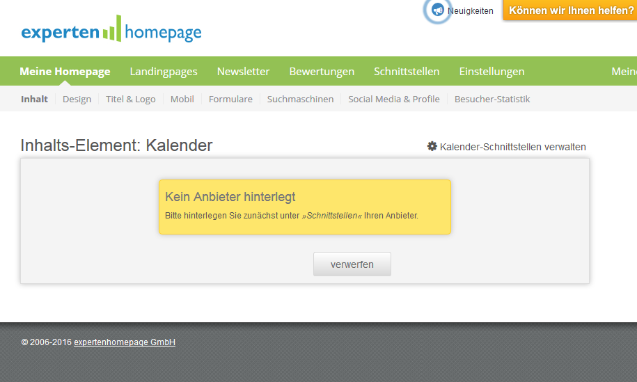 Cliquez sur &nbsp;Kalender-Schnittstellen verwalten