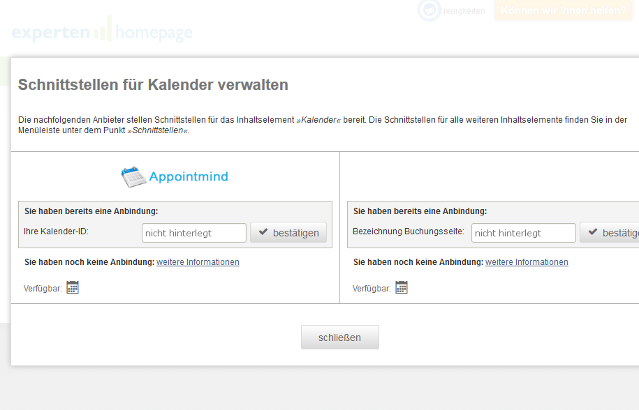 Saisissez votre identifiant de calendrier Appointmind