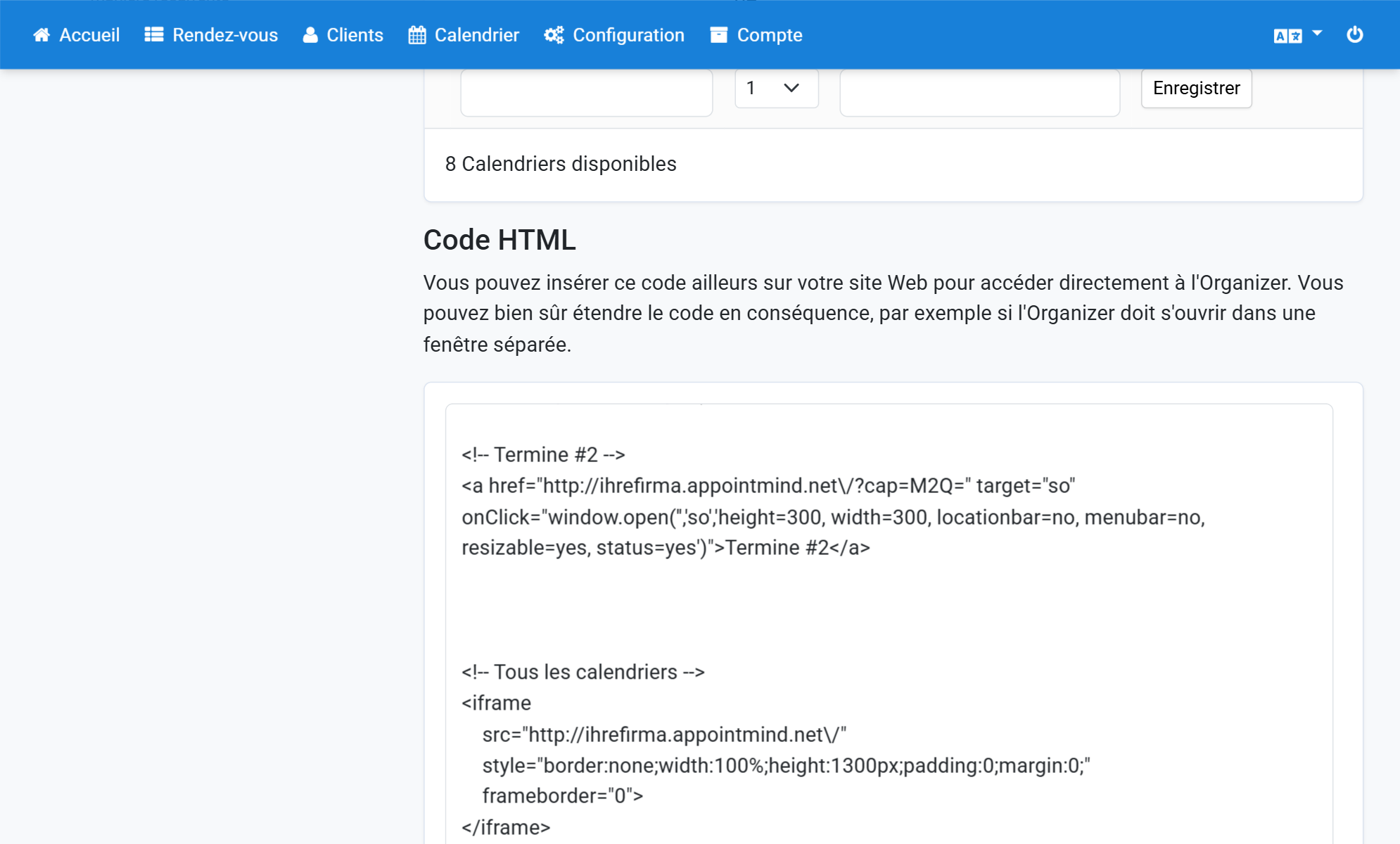Faites défiler le contenu de la zone de texte jusqu'au code de l'iframe