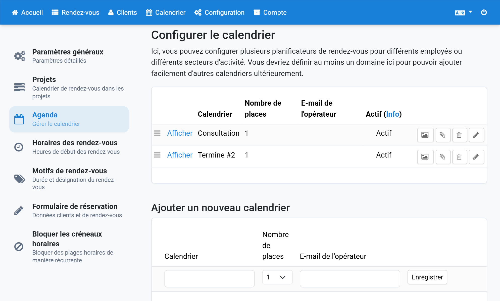 Le calendrier apparaît dans la liste avec son nouveau nom
