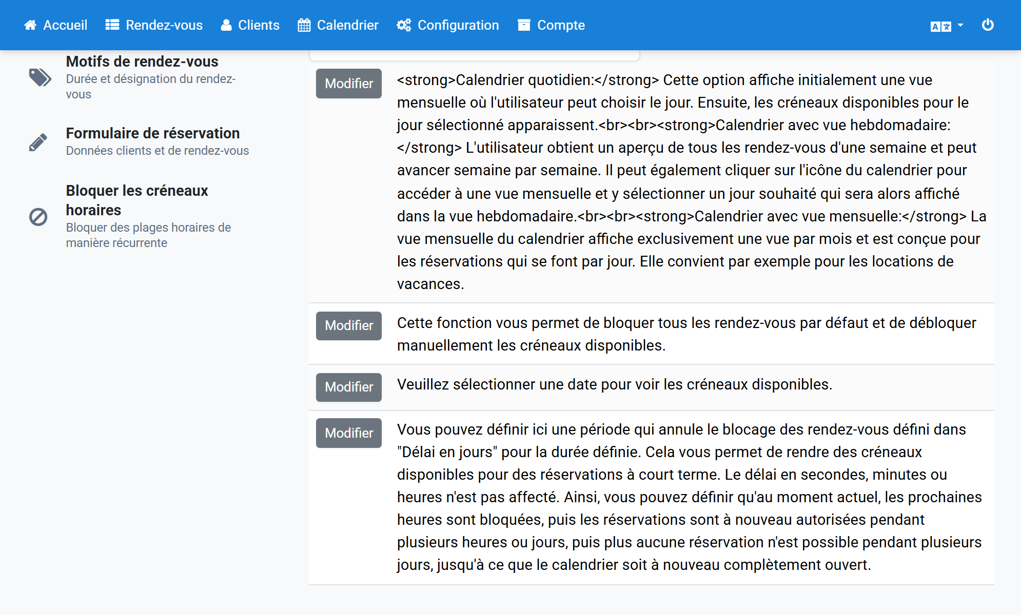 Cliquez sur Modifier pour le texte correspondant