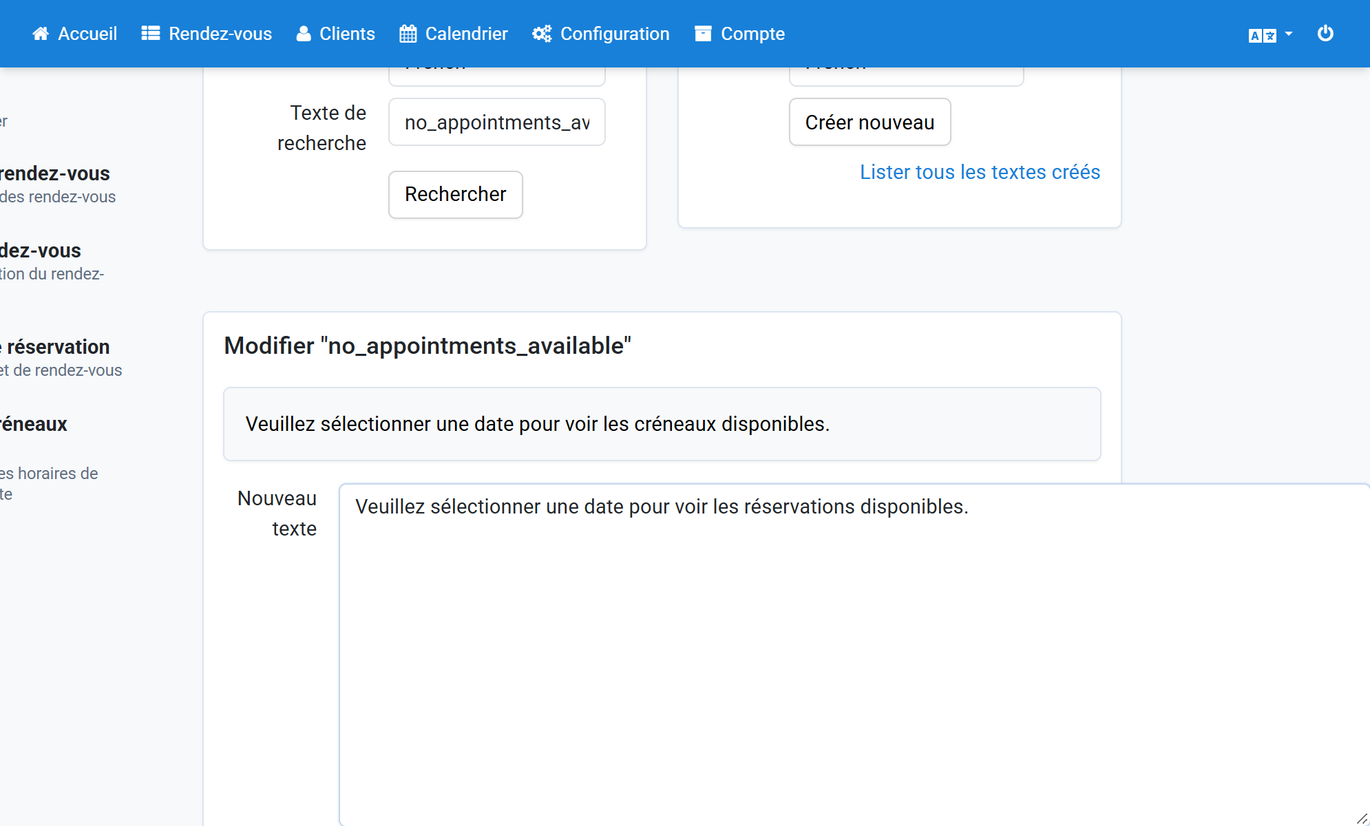 Remplacez créneaux disponibles par réservations disponibles