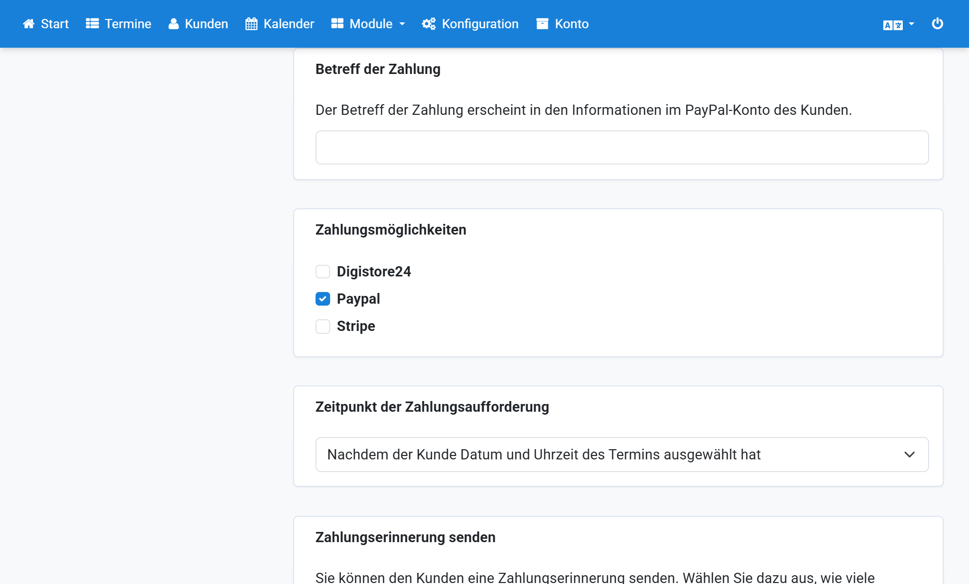 Activez PayPal dans Options de paiement
