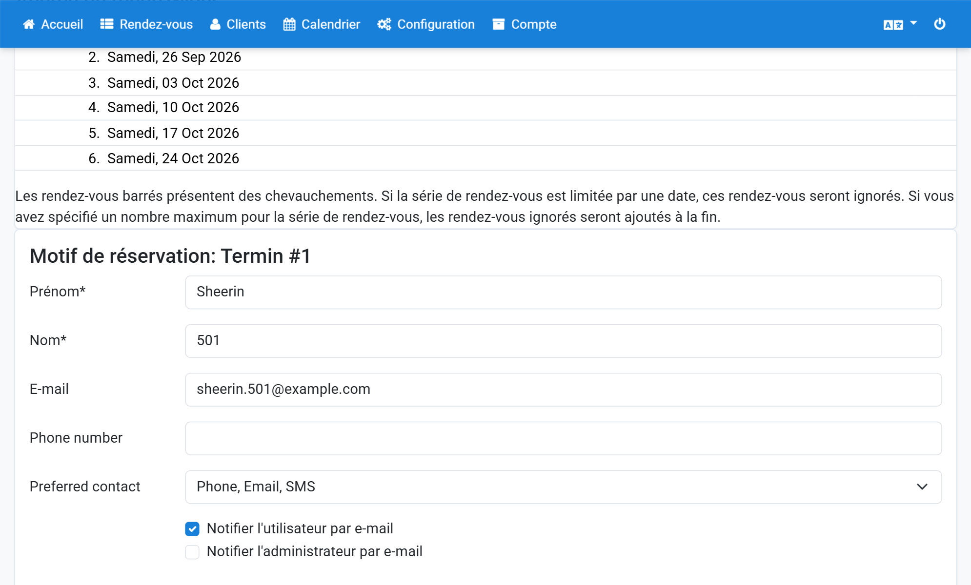 Vérifiez les données du client