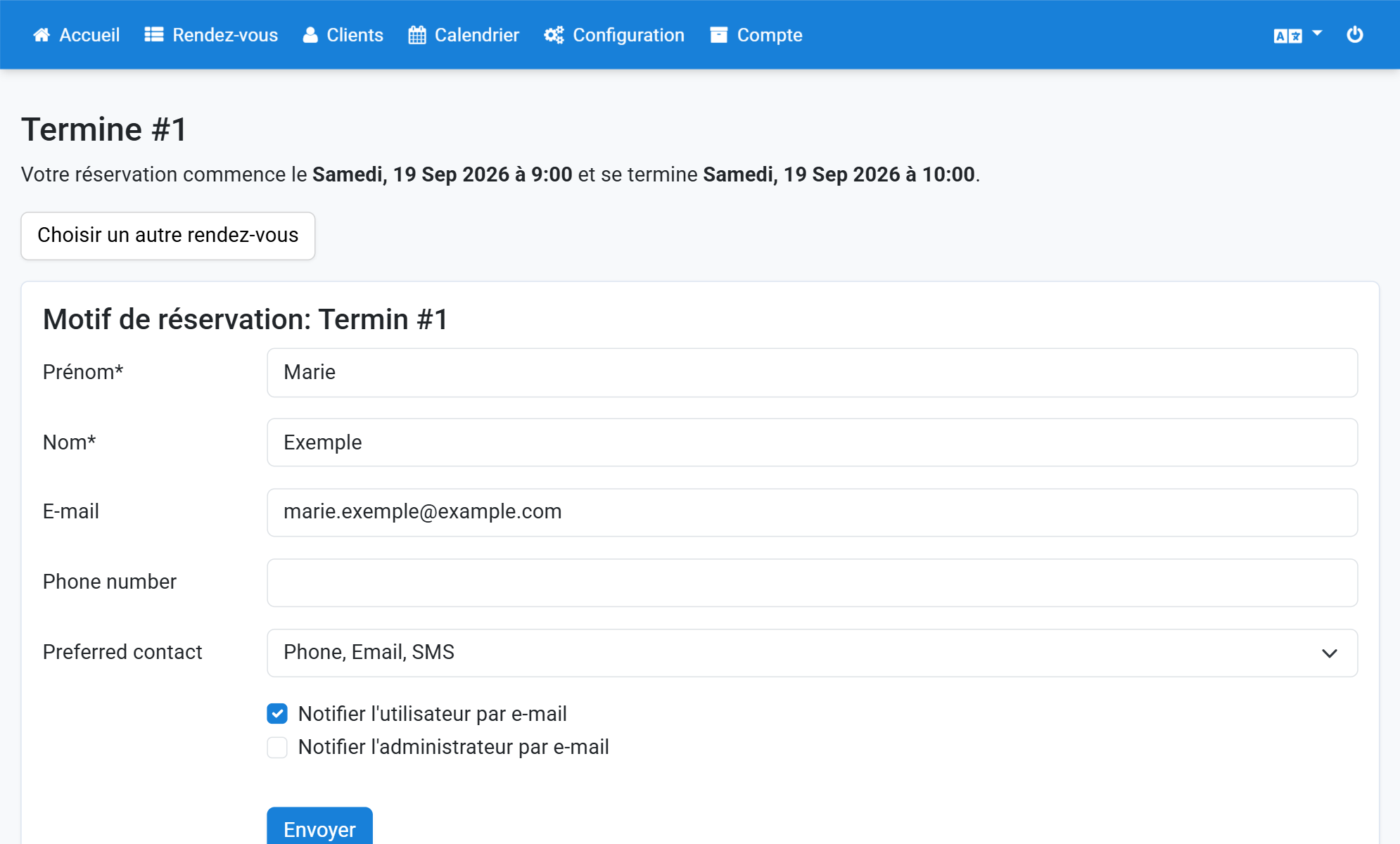 Saisissez les données du client