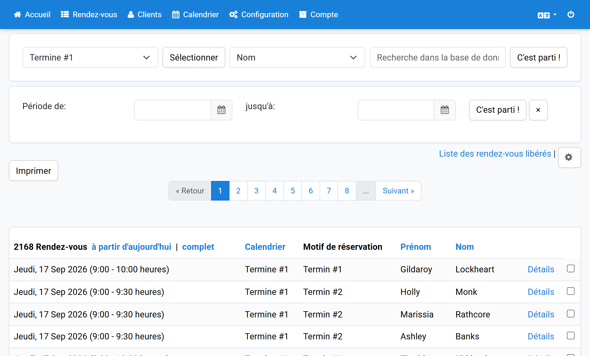 Sélectionnez un calendrier