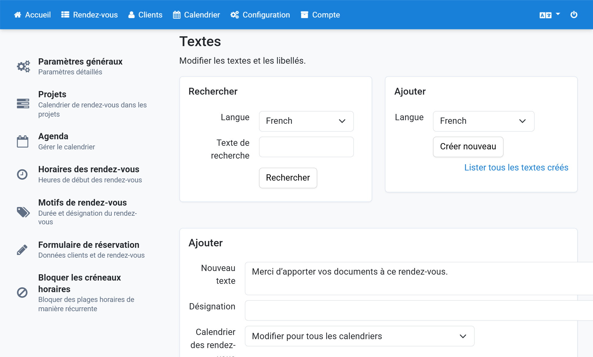 Saisissez le texte à afficher dans l'e-mail