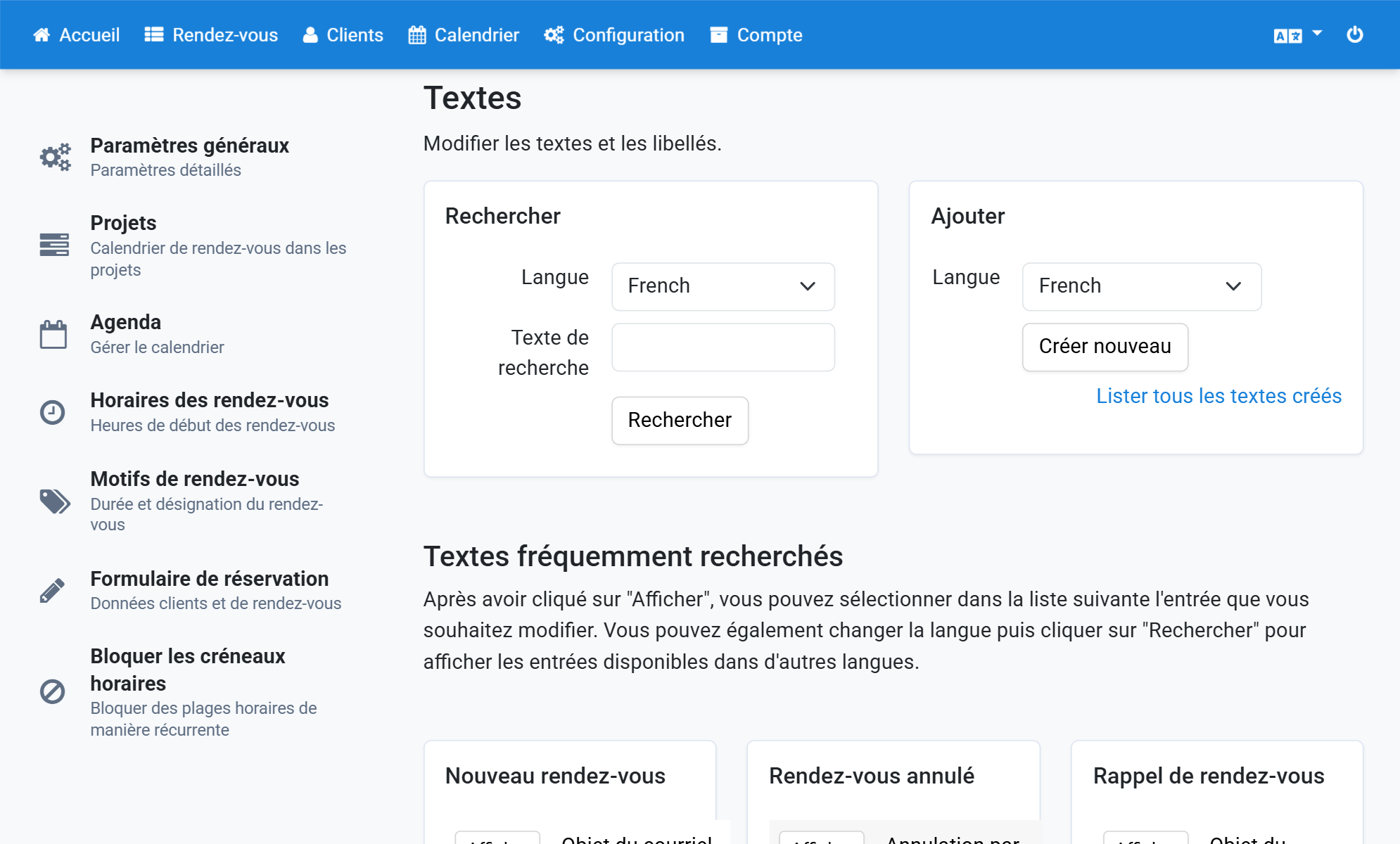 Sélectionnez French et cliquez sur Créer