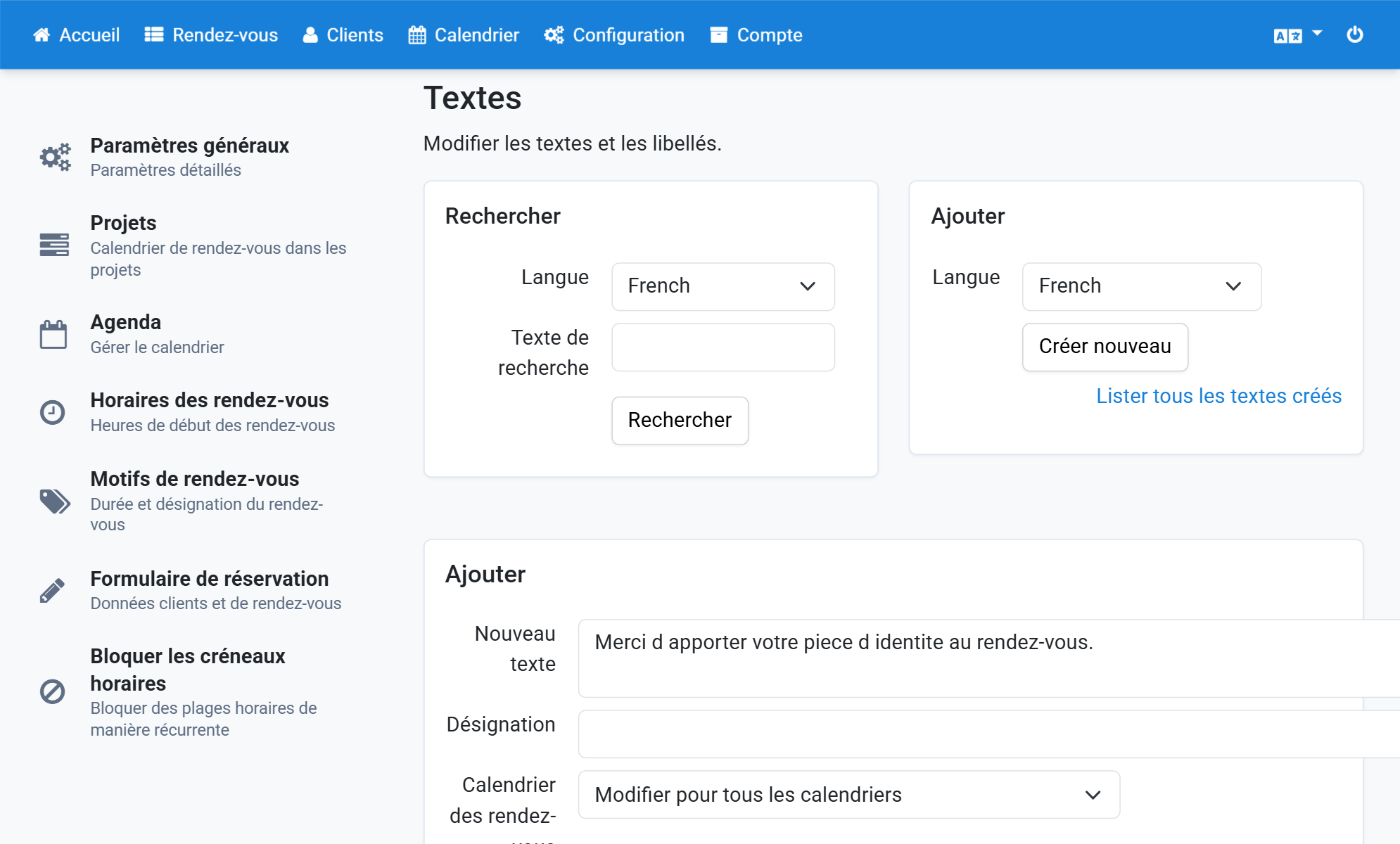 Saisissez dans Nouveau texte le contenu à afficher dans l'e-mail