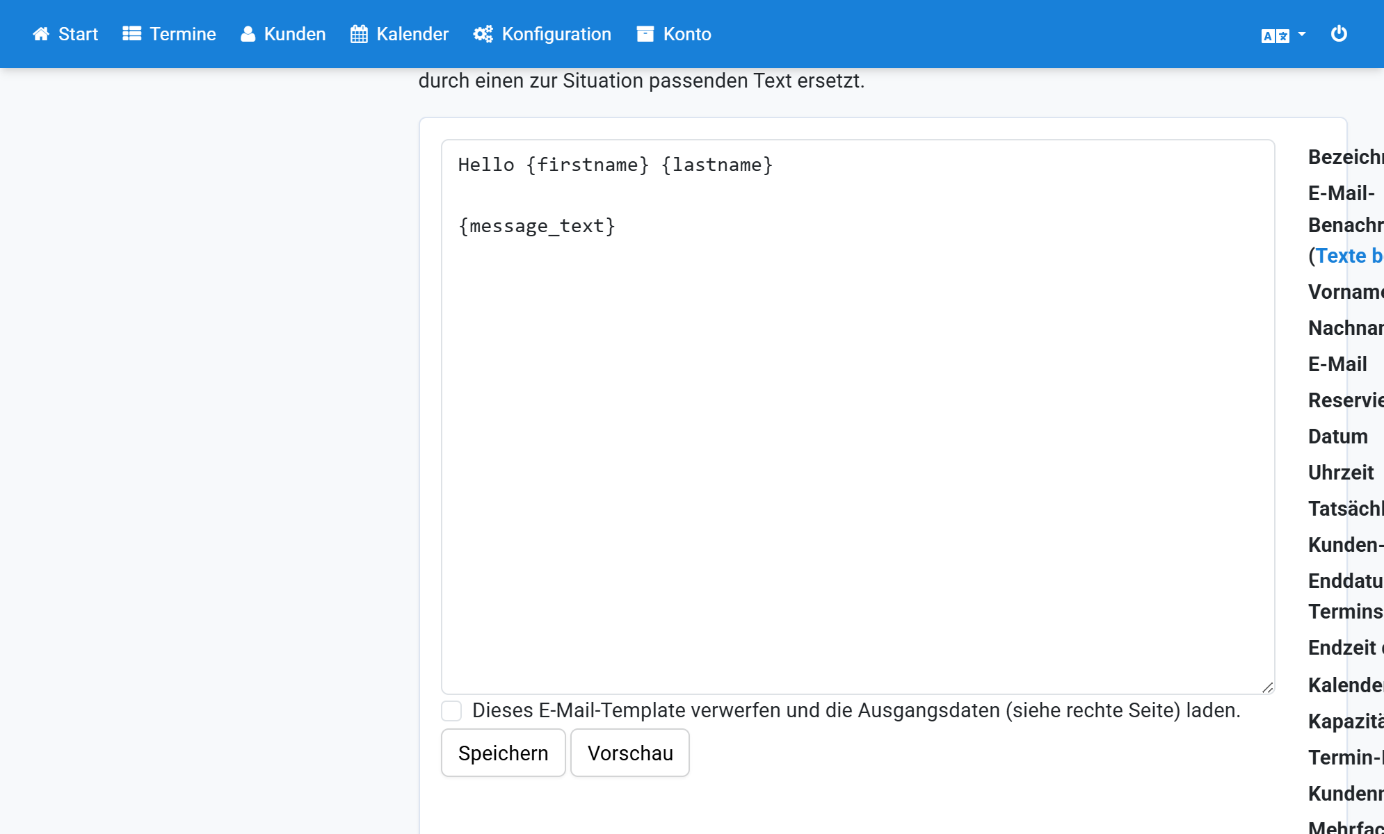 Ouvrez le modèle d'e-mail destiné au client