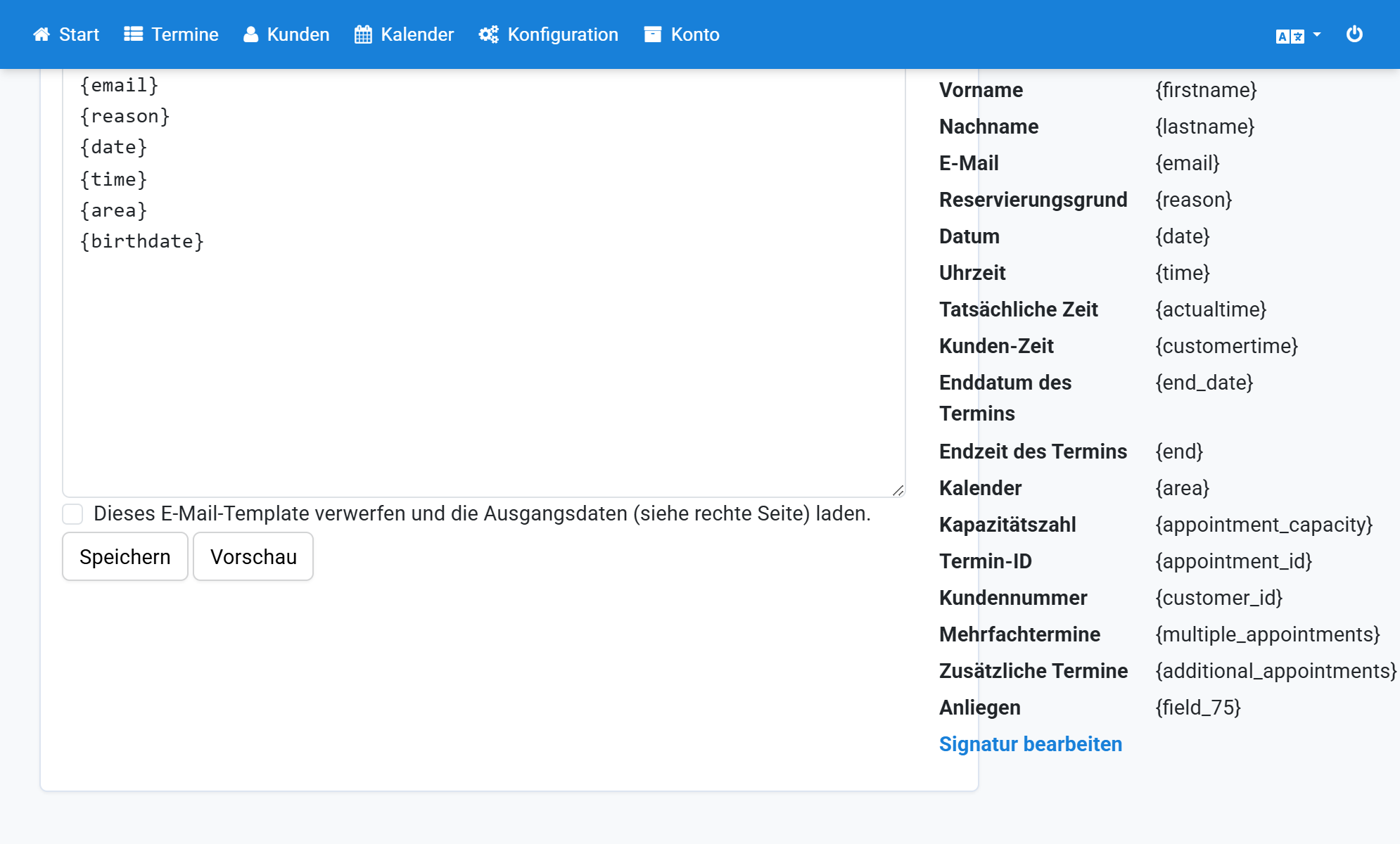 Copiez le paramètre fictif du menu de sélection