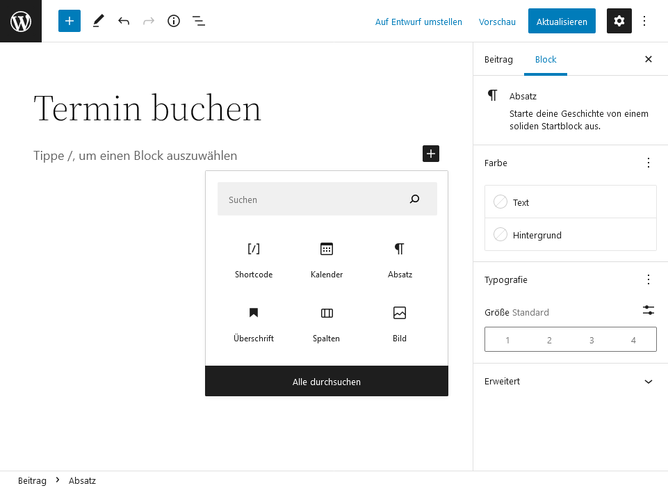 Sélectionnez Shortcode
